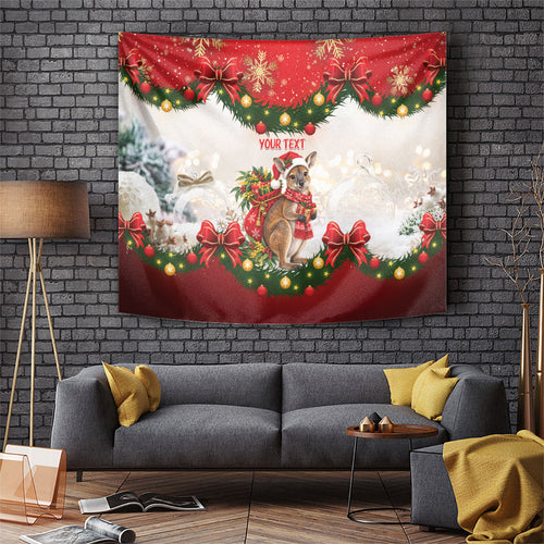 Personalised Wallaby Australia Christmas Tapestry Merry Xmas Bows