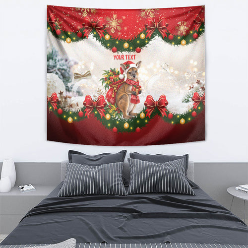 Personalised Wallaby Australia Christmas Tapestry Merry Xmas Bows