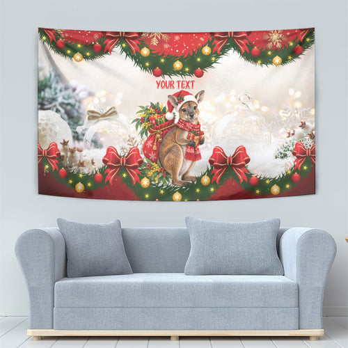 Personalised Wallaby Australia Christmas Tapestry Merry Xmas Bows