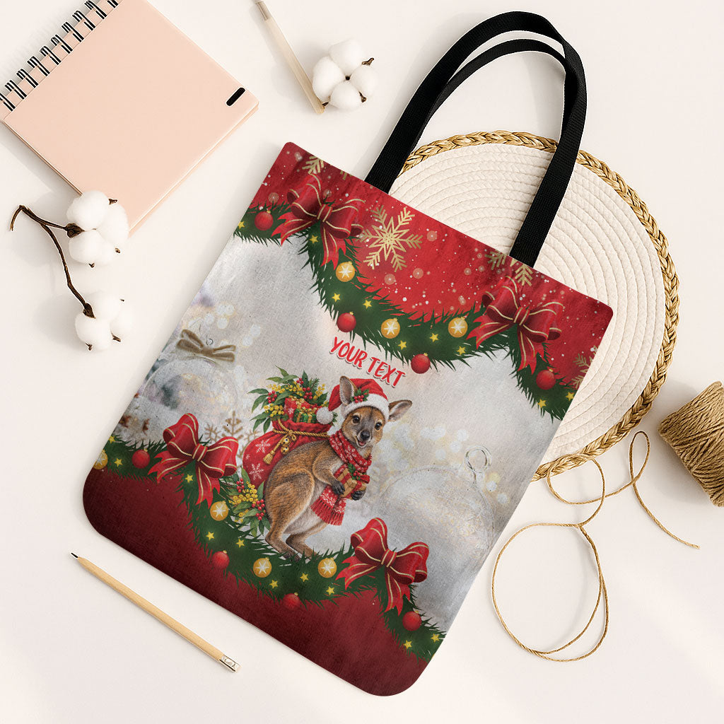 Personalised Wallaby Australia Christmas Tote Bag Merry Xmas Bows