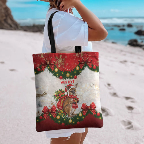 Personalised Wallaby Australia Christmas Tote Bag Merry Xmas Bows