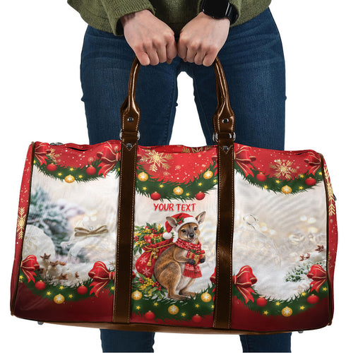 Personalised Wallaby Australia Christmas Travel Bag Merry Xmas Bows