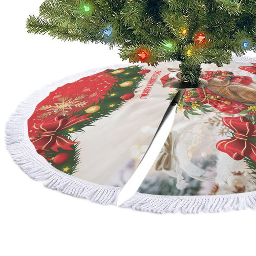 Wallaby Australia Christmas Tree Skirt Merry Xmas Bows
