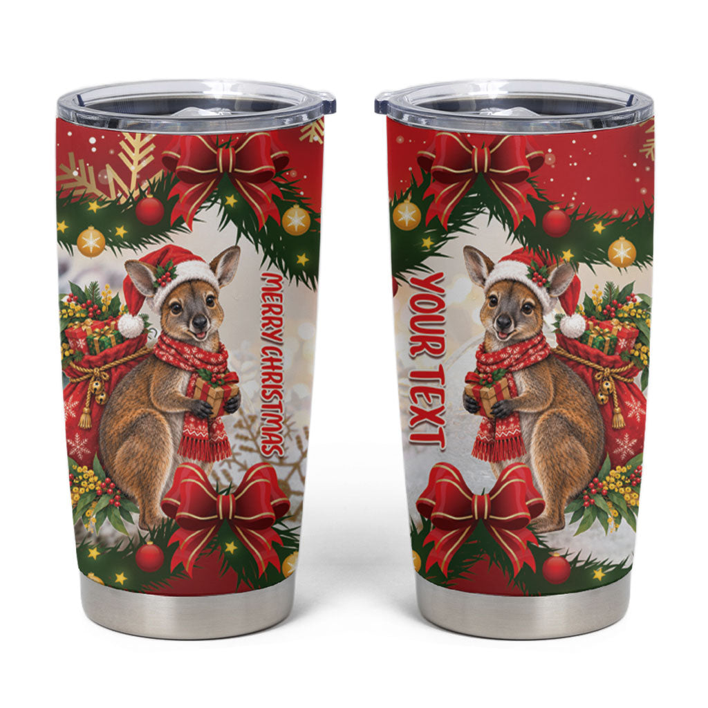 Personalised Wallaby Australia Christmas Tumbler Cup Merry Xmas Bows