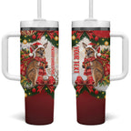 Personalised Wallaby Australia Christmas Tumbler With Handle Merry Xmas Bows