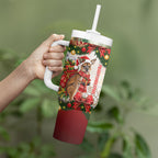 Personalised Wallaby Australia Christmas Tumbler With Handle Merry Xmas Bows