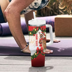 Personalised Wallaby Australia Christmas Tumbler With Handle Merry Xmas Bows