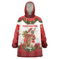 Personalised Wallaby Australia Christmas Wearable Blanket Hoodie Merry Xmas Bows