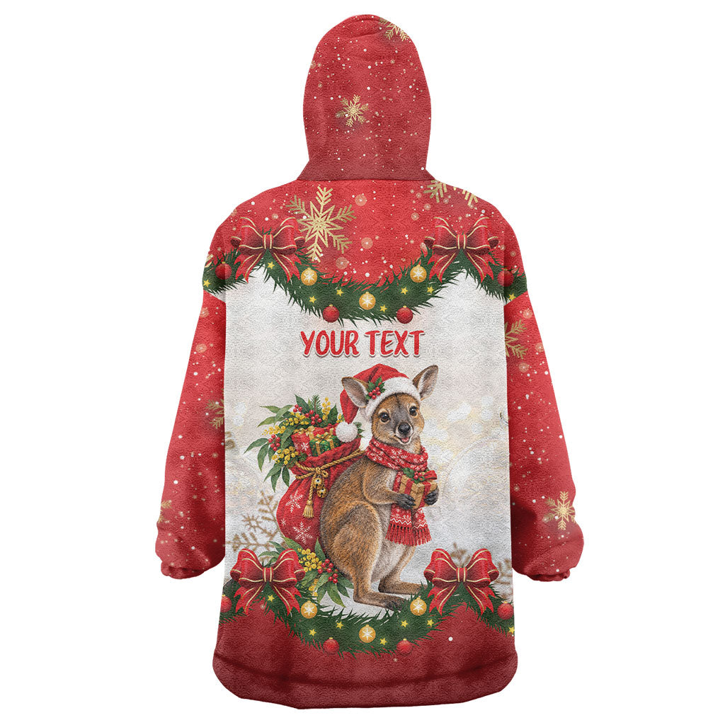 Personalised Wallaby Australia Christmas Wearable Blanket Hoodie Merry Xmas Bows