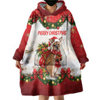 Personalised Wallaby Australia Christmas Wearable Blanket Hoodie Merry Xmas Bows