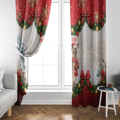 Personalised Wallaby Australia Christmas Window Curtain Merry Xmas Bows
