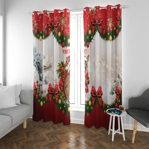 Personalised Wallaby Australia Christmas Window Curtain Merry Xmas Bows