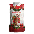 Personalised Wallaby Australia Christmas Women Sleeveless Polo Shirt Merry Xmas Bows