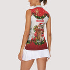 Personalised Wallaby Australia Christmas Women Sleeveless Polo Shirt Merry Xmas Bows