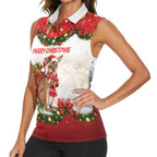 Personalised Wallaby Australia Christmas Women Sleeveless Polo Shirt Merry Xmas Bows