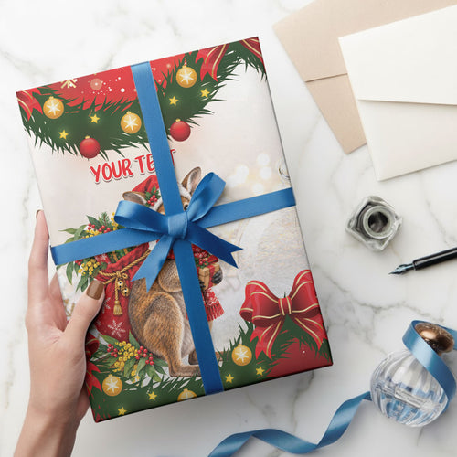 Personalised Wallaby Australia Christmas Wrapping Paper Merry Xmas Bows