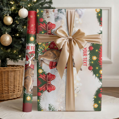 Personalised Wallaby Australia Christmas Wrapping Paper Merry Xmas Bows