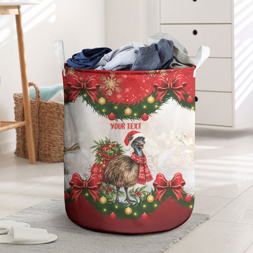 Personalised Emu Australia Christmas Laundry Basket Merry Xmas Bows