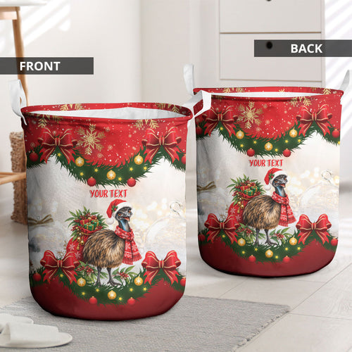 Personalised Emu Australia Christmas Laundry Basket Merry Xmas Bows