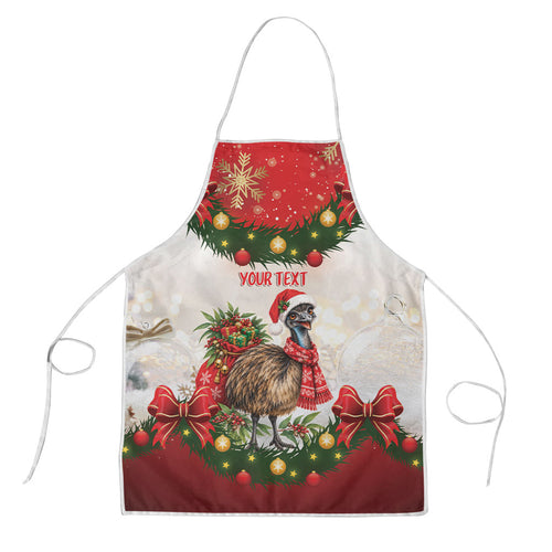 Personalised Emu Australia Christmas Apron Merry Xmas Bows