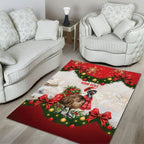 Personalised Emu Australia Christmas Area Rug Merry Xmas Bows