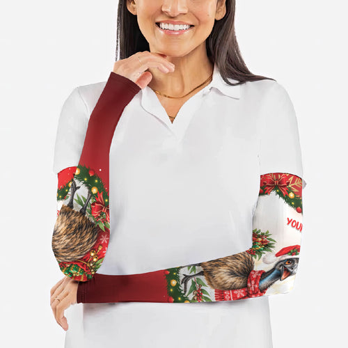 Personalised Emu Australia Christmas Arm Sleeves Merry Xmas Bows