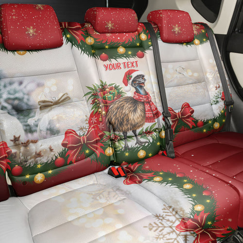 Personalised Emu Australia Christmas Back Car Seat Cover Merry Xmas Bows