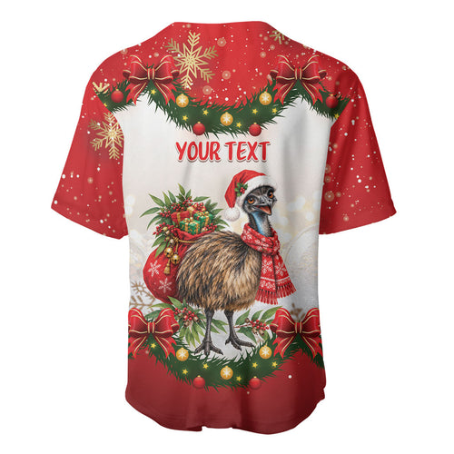 Personalised Emu Australia Christmas Baseball Jersey Merry Xmas Bows