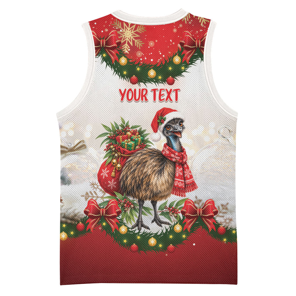 Personalised Emu Australia Christmas Basketball Jersey Merry Xmas Bows