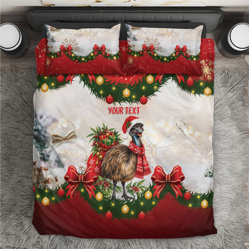 Personalised Emu Australia Christmas Bedding Set Merry Xmas Bows