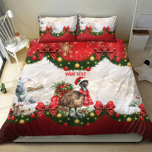 Personalised Emu Australia Christmas Bedding Set Merry Xmas Bows