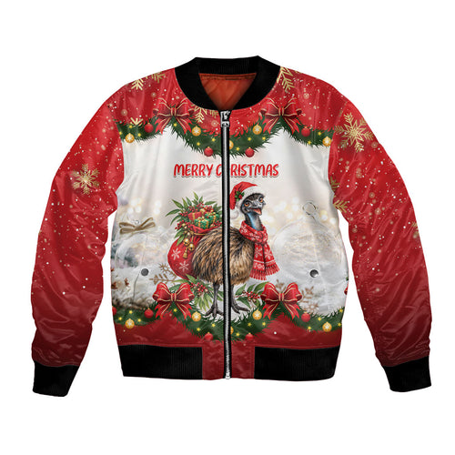 Personalised Emu Australia Christmas Bomber Jacket Merry Xmas Bows
