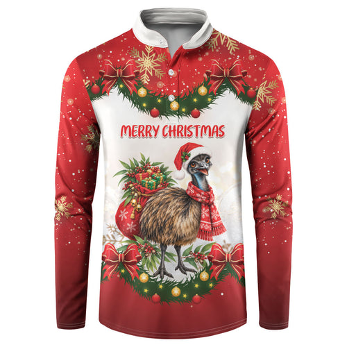 Personalised Emu Australia Christmas Button Sweatshirt Merry Xmas Bows