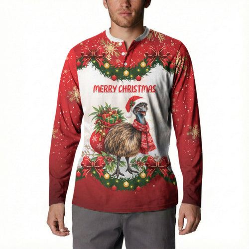 Personalised Emu Australia Christmas Button Sweatshirt Merry Xmas Bows