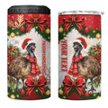 Personalised Emu Australia Christmas 4 in 1 Can Cooler Tumbler Merry Xmas Bows