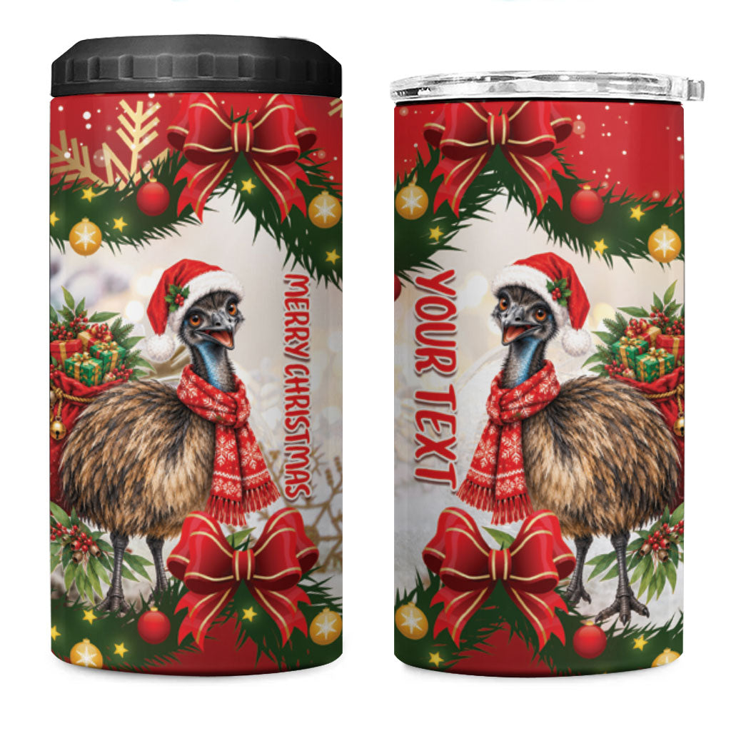 Personalised Emu Australia Christmas 4 in 1 Can Cooler Tumbler Merry Xmas Bows