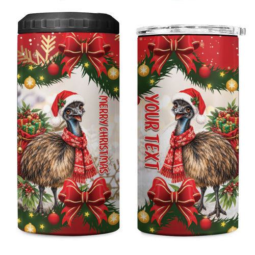 Personalised Emu Australia Christmas 4 in 1 Can Cooler Tumbler Merry Xmas Bows