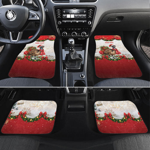 Personalised Emu Australia Christmas Car Mats Merry Xmas Bows