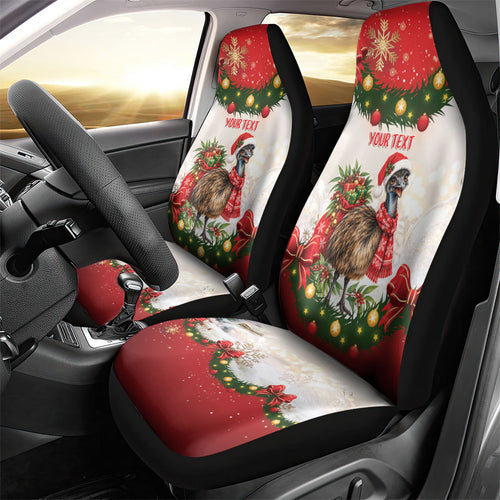 Personalised Emu Australia Christmas Car Seat Cover Merry Xmas Bows