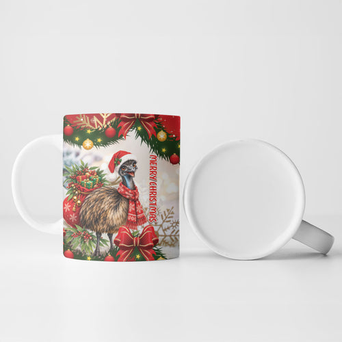 Personalised Emu Australia Christmas Ceramic Mug Merry Xmas Bows