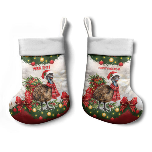 Personalised Emu Australia Christmas Stocking Merry Xmas Bows
