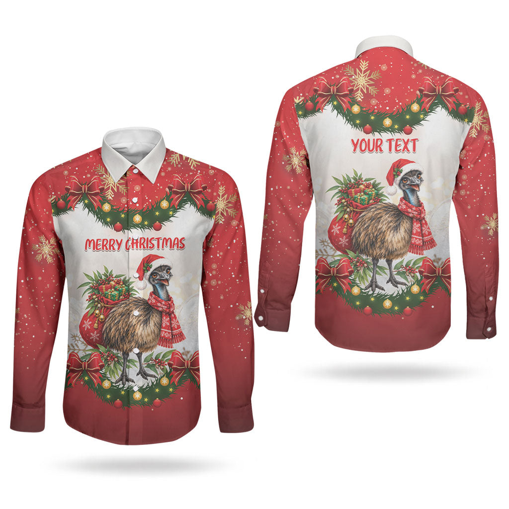 Personalised Emu Australia Christmas Couples Matching Puletasi and Long Sleeve Button Shirt Merry Xmas Bows