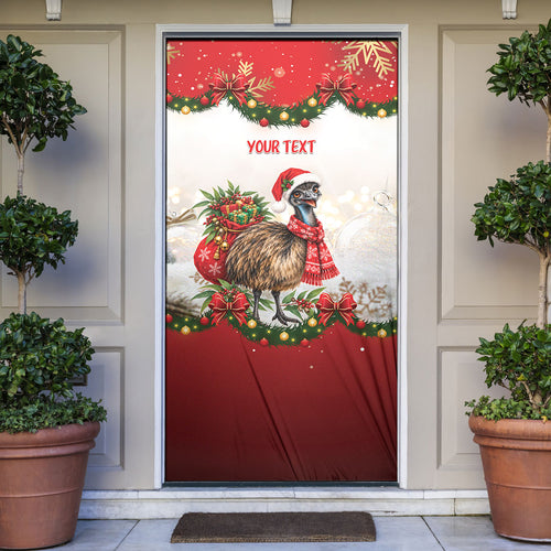 Personalised Emu Australia Christmas Door Cover Merry Xmas Bows