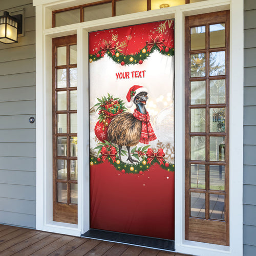 Personalised Emu Australia Christmas Door Cover Merry Xmas Bows