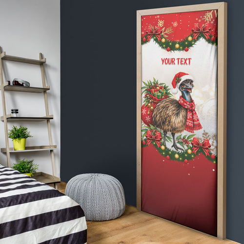 Personalised Emu Australia Christmas Door Cover Merry Xmas Bows