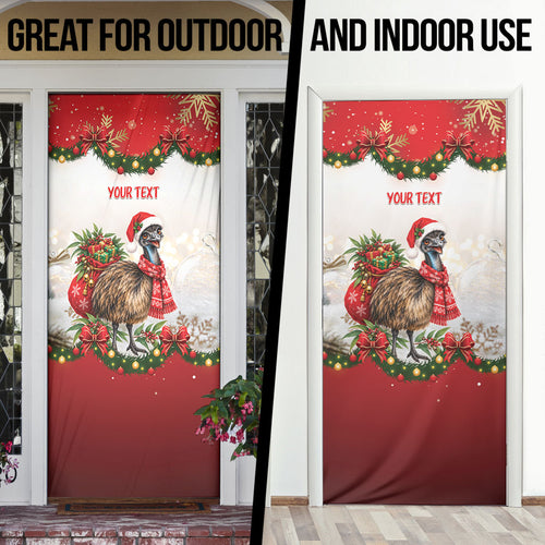 Personalised Emu Australia Christmas Door Cover Merry Xmas Bows