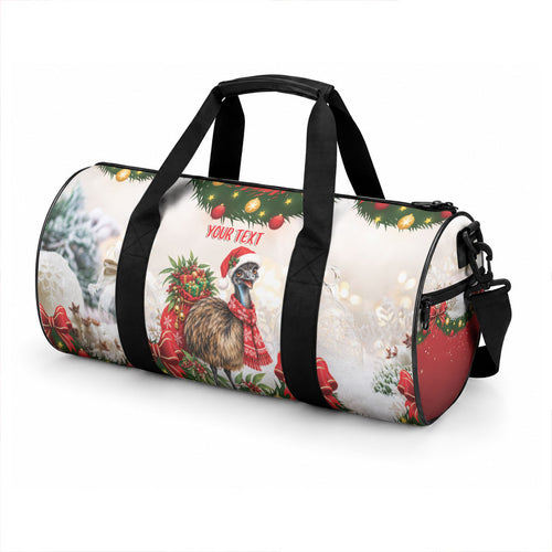 Personalised Emu Australia Christmas Duffle Bag Merry Xmas Bows