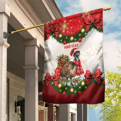 Personalised Emu Australia Christmas Garden Flag Merry Xmas Bows