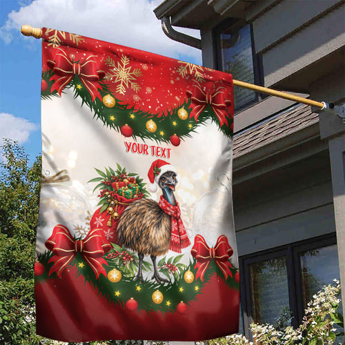 Personalised Emu Australia Christmas Garden Flag Merry Xmas Bows