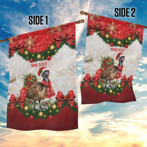 Personalised Emu Australia Christmas Garden Flag Merry Xmas Bows